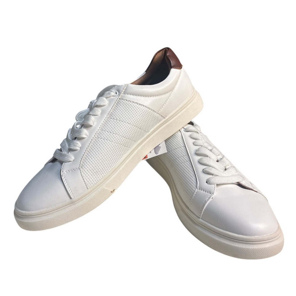Steve Madden P-Spruce Court Sneaker‎ Low Top Lace Up White Brown Size 10.5 New